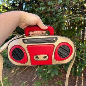 Retro Gold and Red Boombox Purse 3AM Forever
